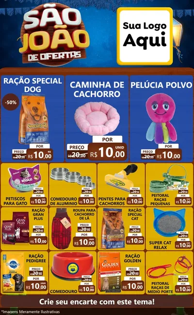 Modelo de Encarte para Encarte Grande com o tema São João Ofertas Imbatíveis! - Junina para Pet Shop
