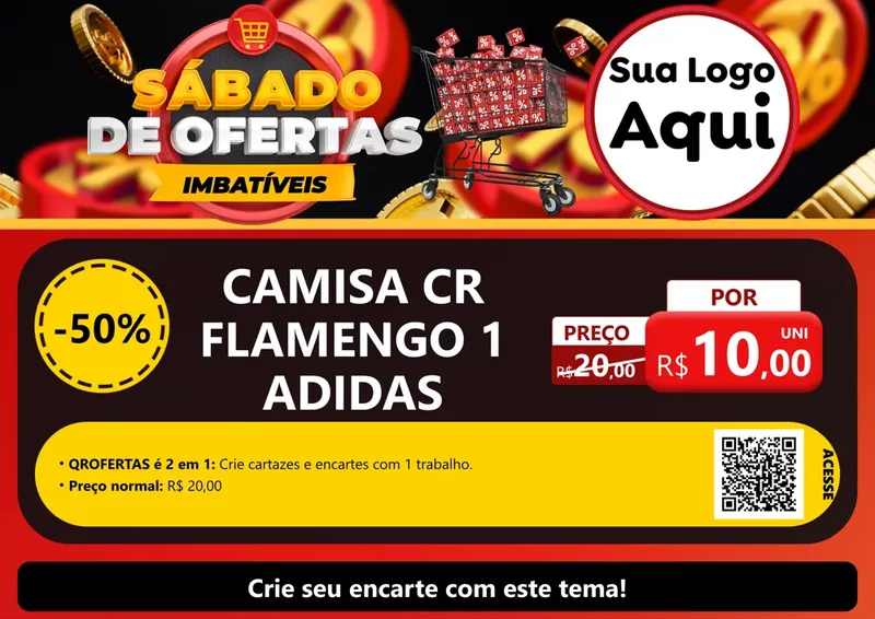 Modelo de Cartaz para Cartaz A4 Horizontal com o tema Sábado de Ofertas Imbatíveis para Roupas e acessórios