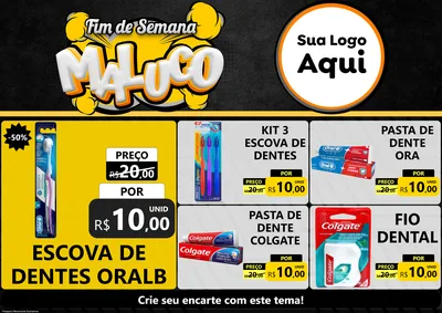 Modelo de Encarte para Encarte A4 Horizontal com o tema Fim de Semana Maluco para Higiene Pessoal