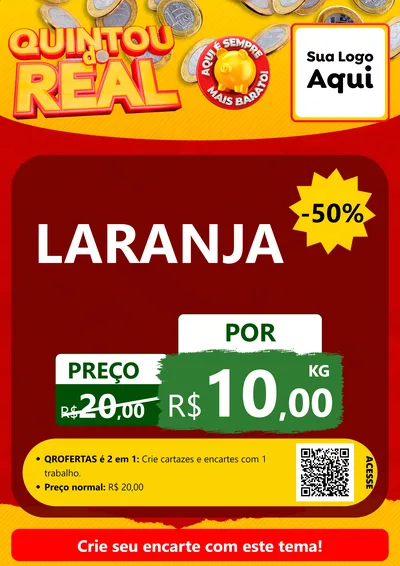 Modelo de Cartaz para Cartaz A4 Vertical com o tema Quintou do Real para Hortifrúti