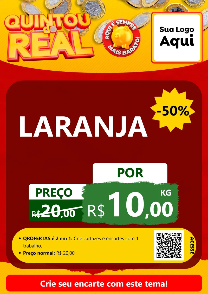 Modelo de Cartaz para Cartaz A4 Vertical com o tema Quintou do Real para Hortifrúti