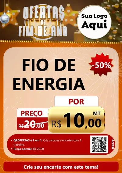 Modelo de Cartaz para Cartaz A4 Vertical com o tema Ofertas de Fim de Ano para Materiais Elétricos
