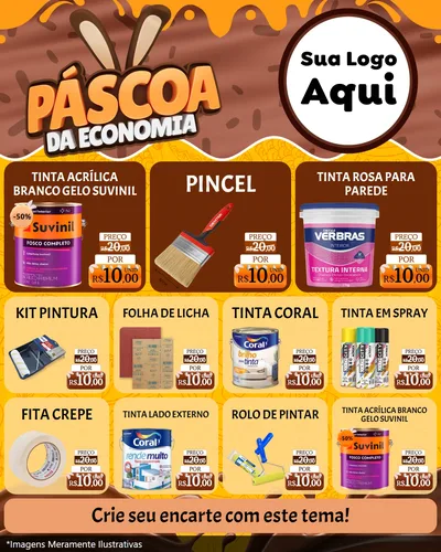Modelo de Rede Social para Feed Instagram com o tema Páscoa da Economia para Tintas e Ferramentas