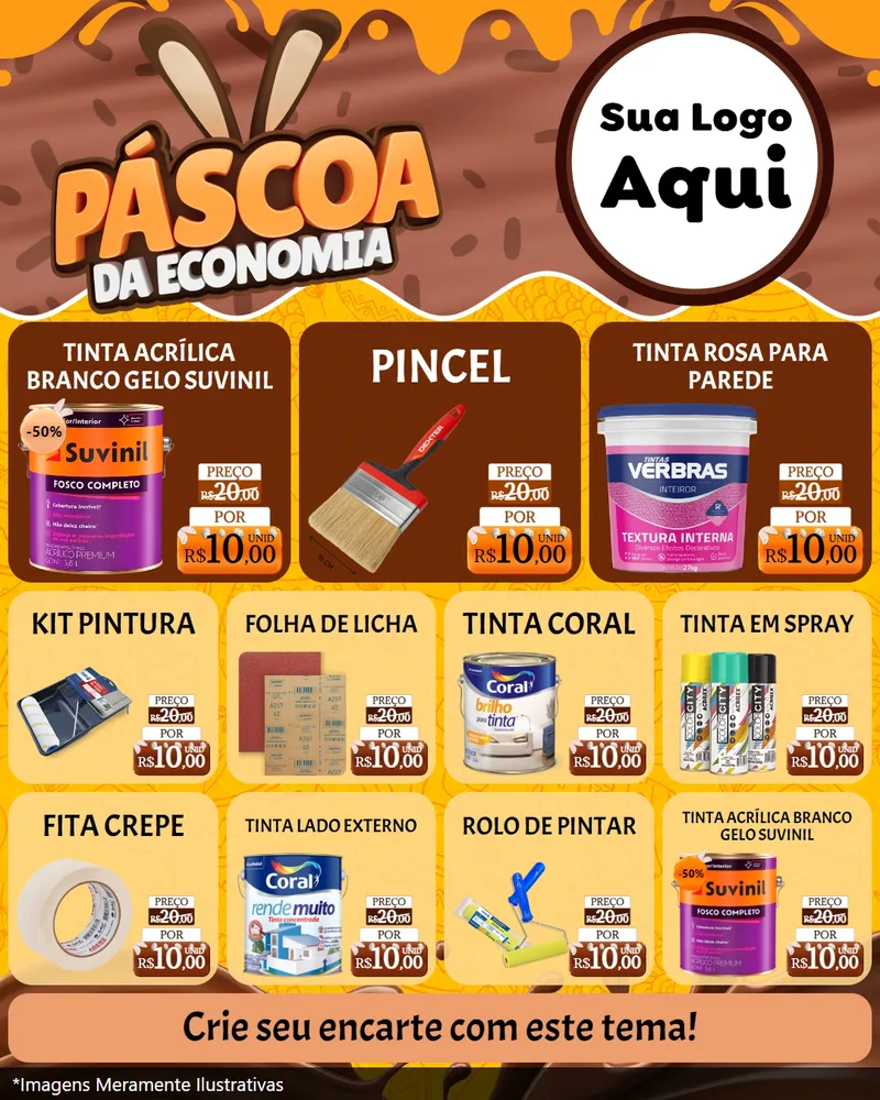 Modelo de Rede Social para Feed Instagram com o tema Páscoa da Economia para Tintas e Ferramentas