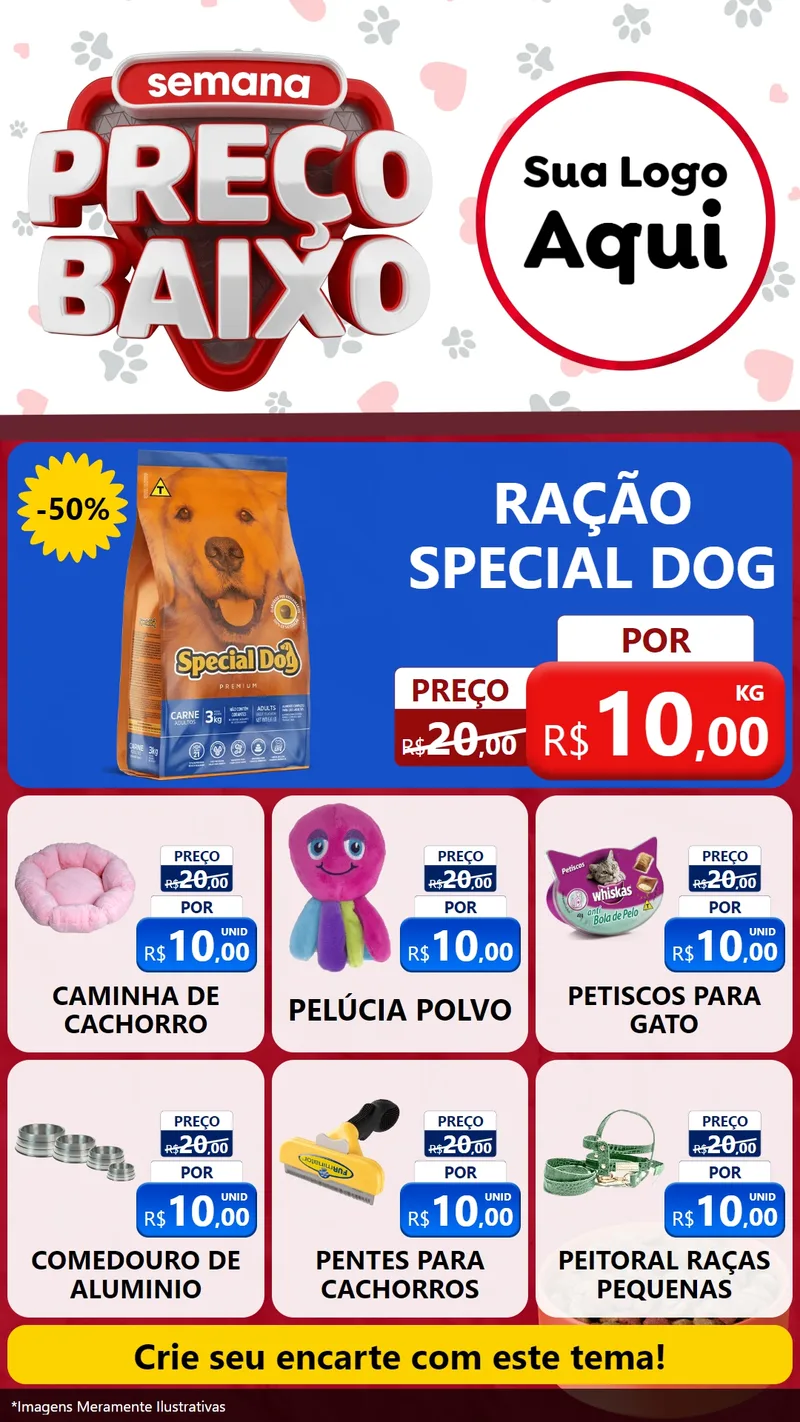 Modelo de Rede Social para Stories com o tema Semana Preço Baixo - Pet Shop para Pet Shop