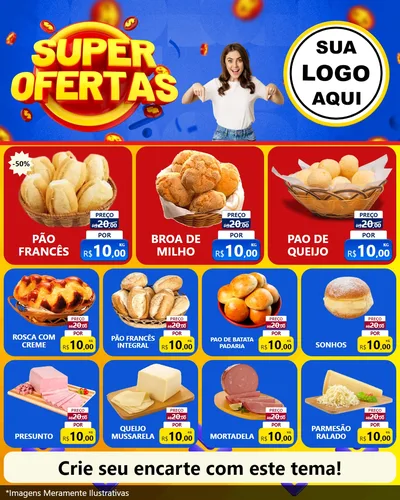 Modelo de Rede Social para Feed Instagram com o tema Super Ofertas para Padaria