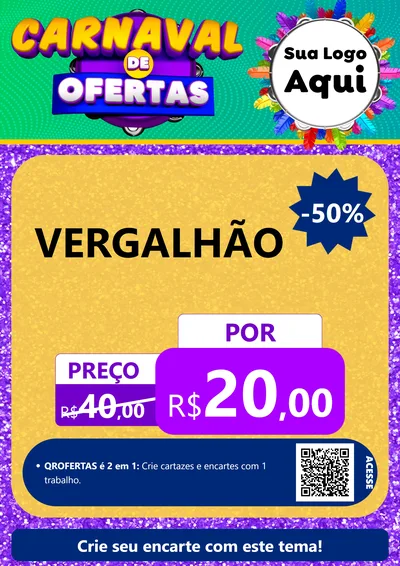 Modelo de Cartaz para Cartaz A4 Vertical com o tema Carnaval de Ofertas para Ferragens