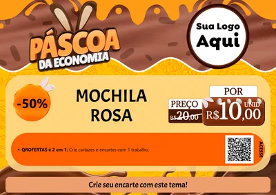 Modelo de Cartaz para Cartaz A4 Horizontal com o tema Páscoa da Economia para Papelaria