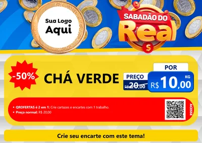 Modelo de Cartaz para Cartaz A4 Horizontal com o tema Sabadão do Real para Produtos Naturais