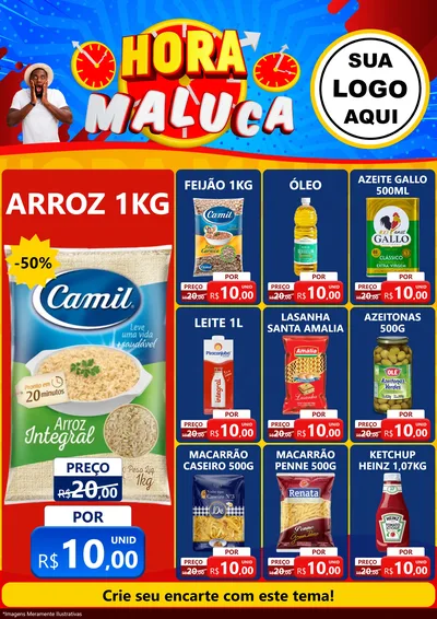 Modelo de Encarte para Encarte A4 Vertical com o tema Hora Maluca para Supermercado