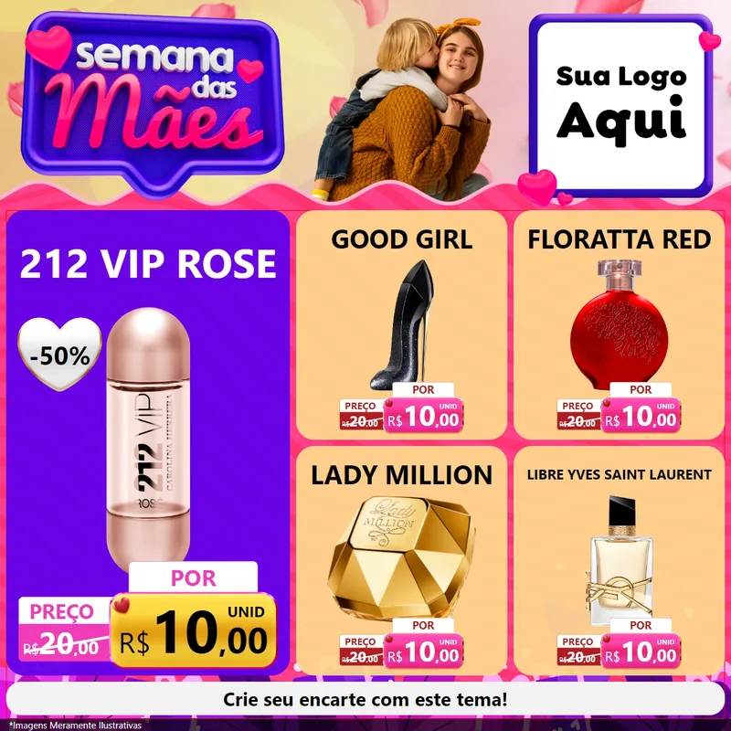 Modelo de Rede Social para Feed Facebook com o tema Semana das Mães para Perfumes