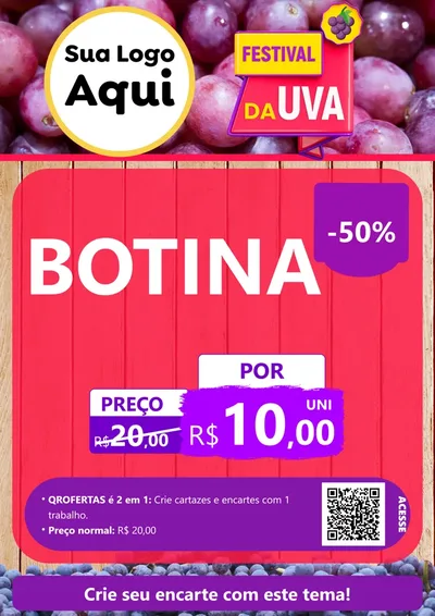 Modelo de Cartaz para Cartaz A4 Vertical com o tema Festival da Uva para Agropecuária