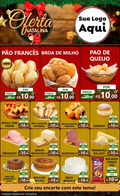 Modelo de Encarte para Encarte Grande com o tema Ofertas Natalina para Padaria