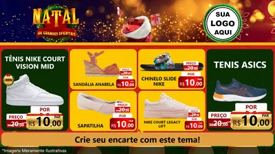 Modelo de TV para TV Horizontal com o tema Natal de Grandes Ofertas para Calçados