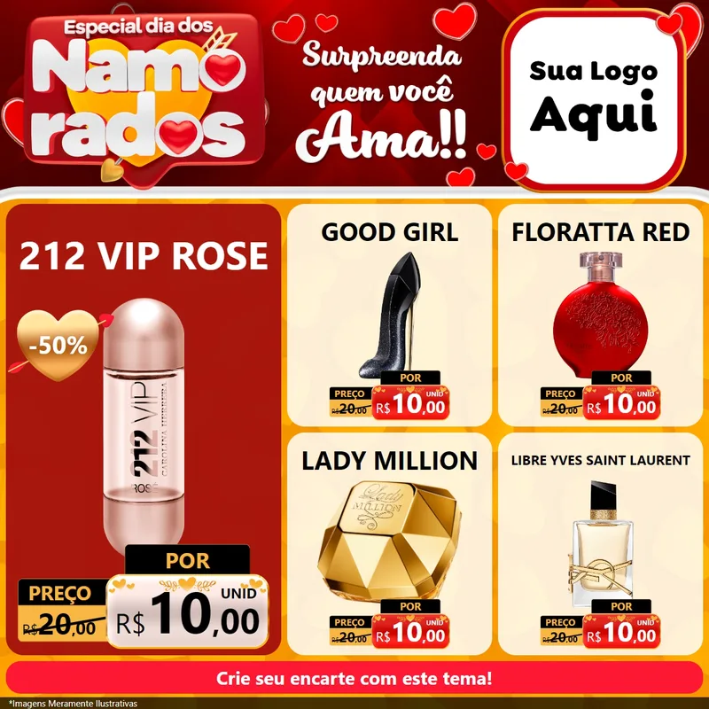 Modelo de Rede Social para Feed Facebook com o tema Especial Dia dos Namorados para Perfumes