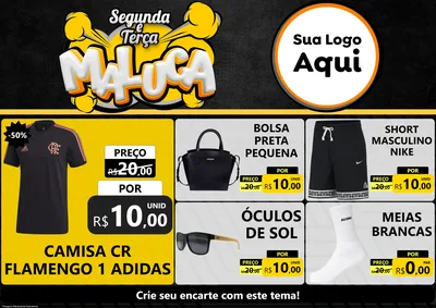 Modelo de Encarte para Encarte A4 Horizontal com o tema Segunda e Terça Maluca para Roupas e acessórios