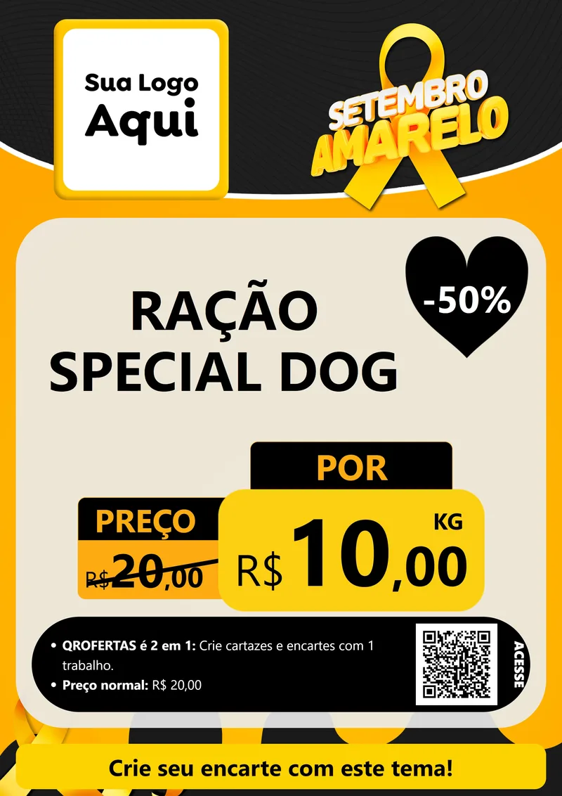 Modelo de Cartaz para Cartaz A4 Vertical com o tema Setembro Amarelo para Pet Shop