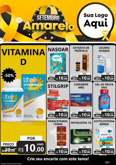 Modelo de Encarte para Encarte A4 Vertical com o tema Setembro Amarelo para Farmácia