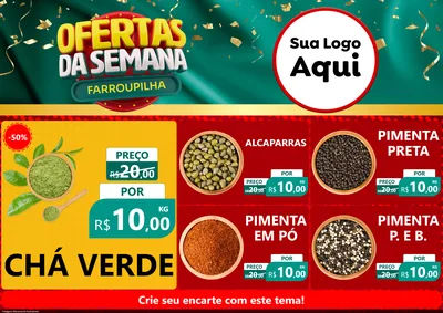 Modelo de Encarte para Encarte A4 Horizontal com o tema Ofertas da Semana Farroupilha para Produtos Naturais