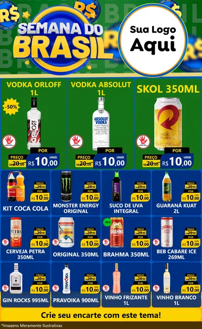 Modelo de Encarte para Encarte Grande com o tema Semana Do Brasil para Distribuidora de bebidas