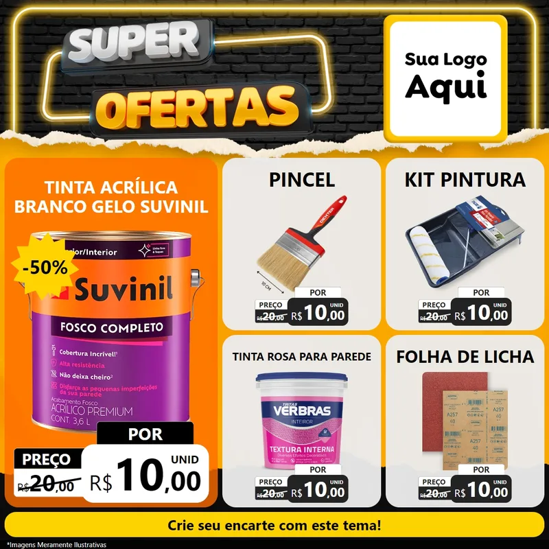 Modelo de Rede Social para Feed Facebook com o tema Super Ofertas para Tintas e Ferramentas