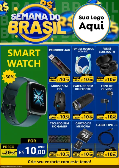 Modelo de Encarte para Encarte A4 Vertical com o tema Semana Do Brasil para Informática