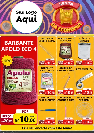 Modelo de Encarte para Encarte A4 Vertical com o tema Sexta da Economia para Armarinho e Aviamentos