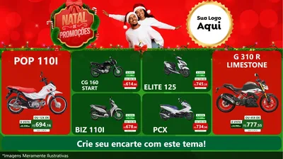 Modelo de TV para TV Horizontal com o tema Natal de Promoções para Concessionaria de Motos