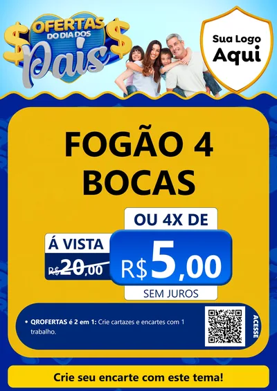 Modelo de Cartaz para Cartaz A4 Vertical com o tema Ofertas do Dia dos Pais para Móveis e Eletro