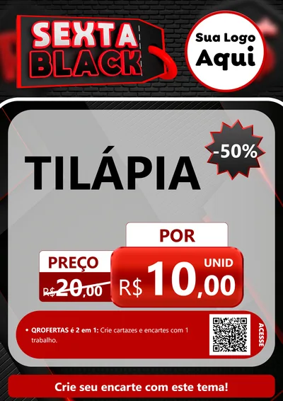 Modelo de Cartaz para Cartaz A4 Vertical com o tema Sexta Black para Peixaria