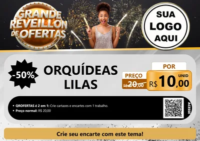 Modelo de Cartaz para Cartaz A4 Horizontal com o tema Grande Réveillon de Ofertas para Floricultura e jardim