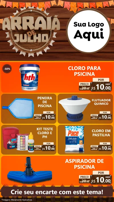 Modelo de TV para TV Vertical com o tema Arraiá de Julho - Junina para Produtos para Piscina