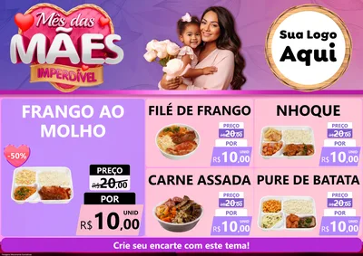 Modelo de Encarte para Encarte A4 Horizontal com o tema Mês das Mães Imperdível para Restaurante