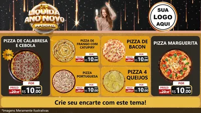 Modelo de TV para TV Horizontal com o tema Liquida Ano Novo Imperdível para Pizzaria