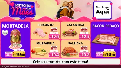 Modelo de TV para TV Horizontal com o tema Semana das Mães para Frios e Laticínios