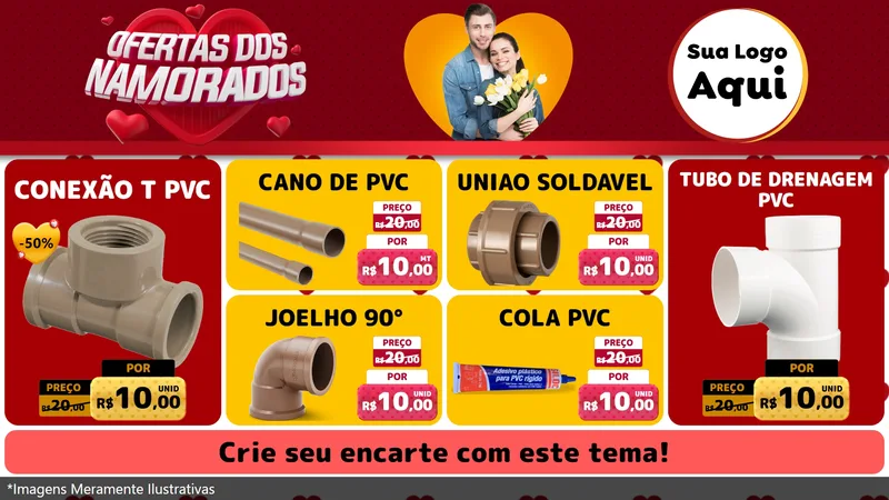 Modelo de TV para TV Horizontal com o tema Ofertas Dos Namorados para Tubos e conexões