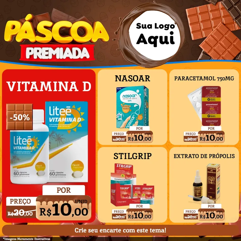 Modelo de Rede Social para Feed Facebook com o tema Páscoa Premiada para Farmácia