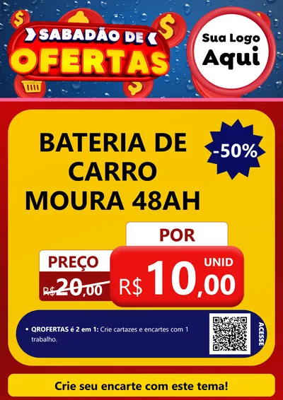 Modelo de Cartaz para Cartaz A4 Vertical com o tema Sabadão de Ofertas para Baterias Elétricas