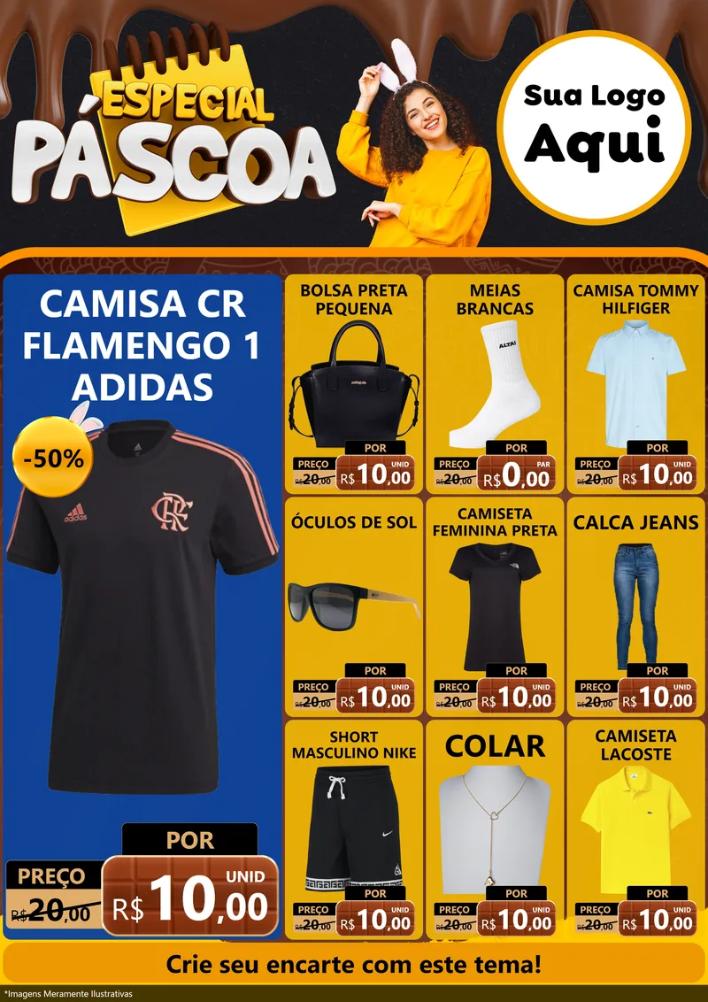 Modelo de Encarte para Encarte A4 Vertical com o tema Especial Páscoa para Roupas e acessórios