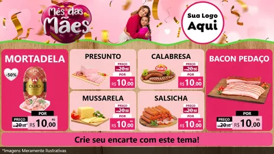 Modelo de TV para TV Horizontal com o tema Mês das Mães para Frios e Laticínios