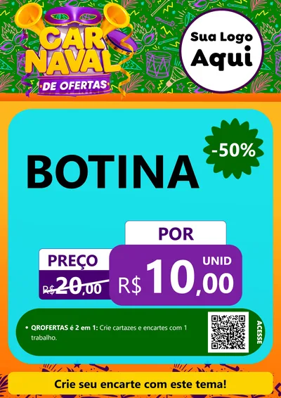 Modelo de Cartaz para Cartaz A4 Vertical com o tema Carnaval de Ofertas para Agropecuária