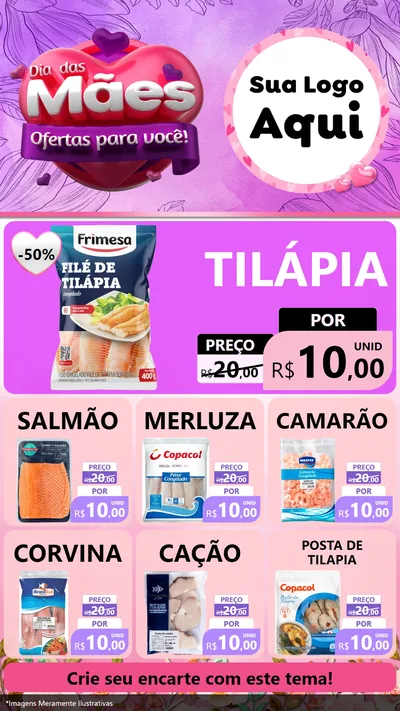 Modelo de Rede Social para Stories com o tema Dia das Mães Ofertas para Você! para Peixaria
