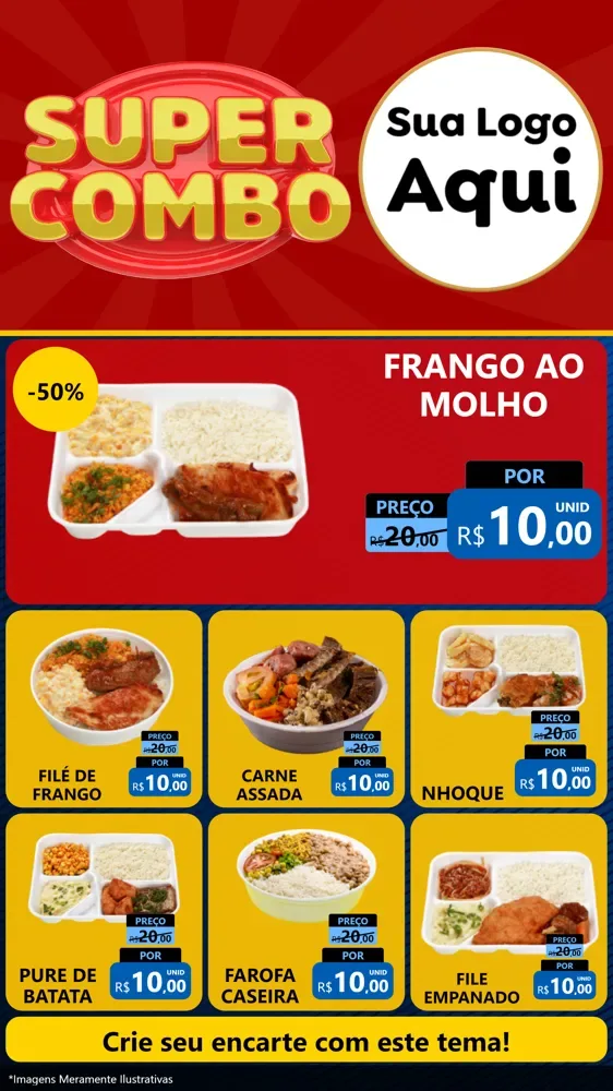 Modelo de Rede Social para Stories com o tema Super Combo para Restaurante