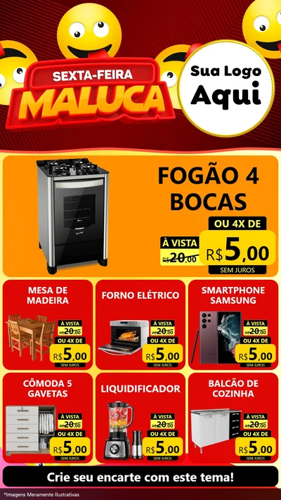 Modelo de Rede Social para Stories com o tema Sexta-feira Maluca para Móveis e Eletro