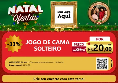 Modelo de Cartaz para Cartaz A4 Horizontal com o tema Natal de Ofertas para Cama, Mesa e Banho