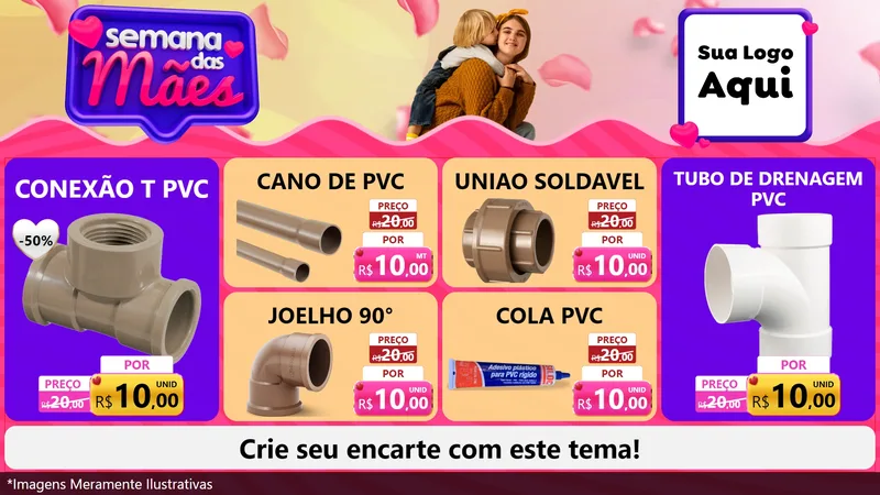 Modelo de TV para TV Horizontal com o tema Semana das Mães para Tubos e conexões