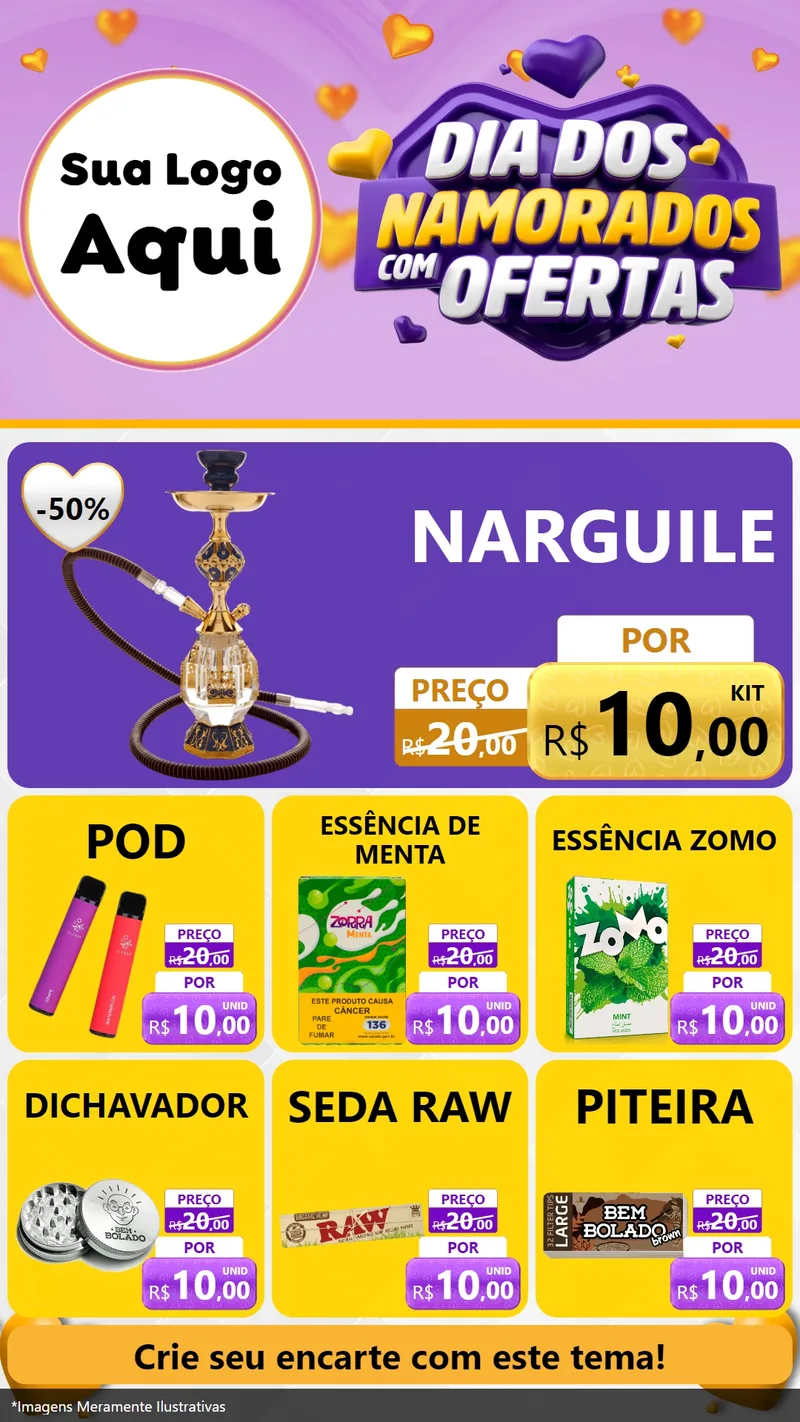 Modelo de Rede Social para Stories com o tema Dia Dos Namorados Com Ofertas para Tabacaria
