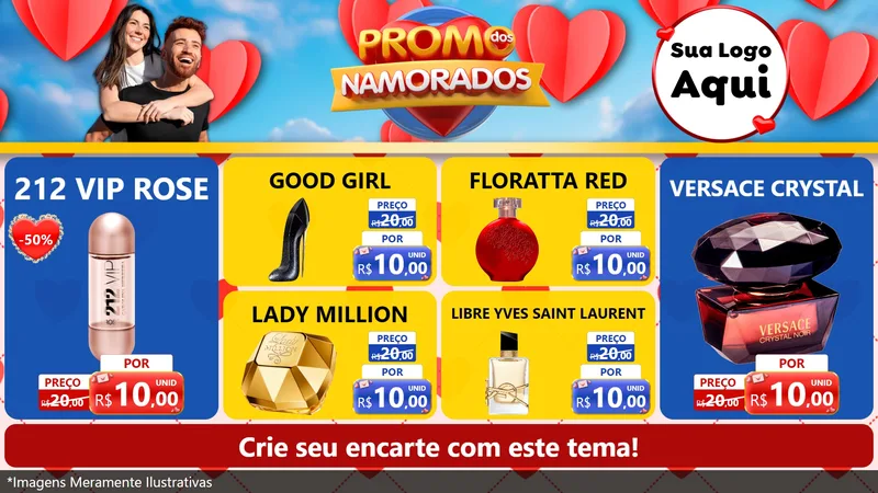 Modelo de TV para TV Horizontal com o tema Promo dos Namorados para Perfumes