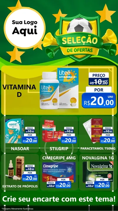 Modelo de Rede Social para Stories com o tema Seleção de Ofertas - Copa para Farmácia
