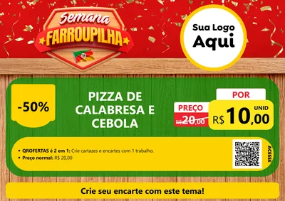 Modelo de Cartaz para Cartaz A4 Horizontal com o tema Semana Farroupilha para Pizzaria